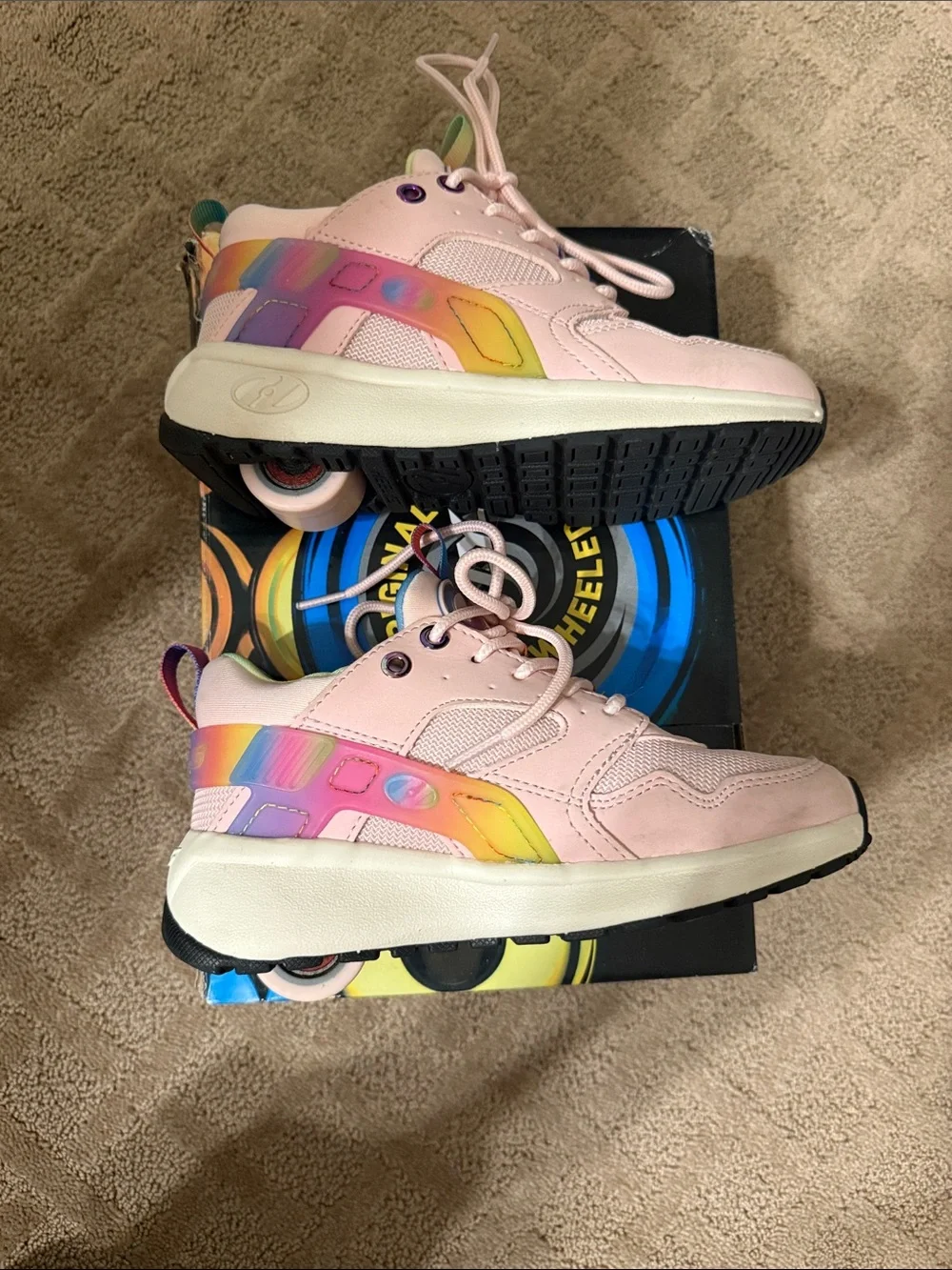 Heelys Pink Sneakers with Rainbow Pull Tabs